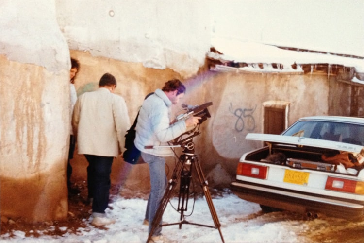 Harold Joe Waldrum and James T. Heesse on a video shoot at the Picuris Pueblo