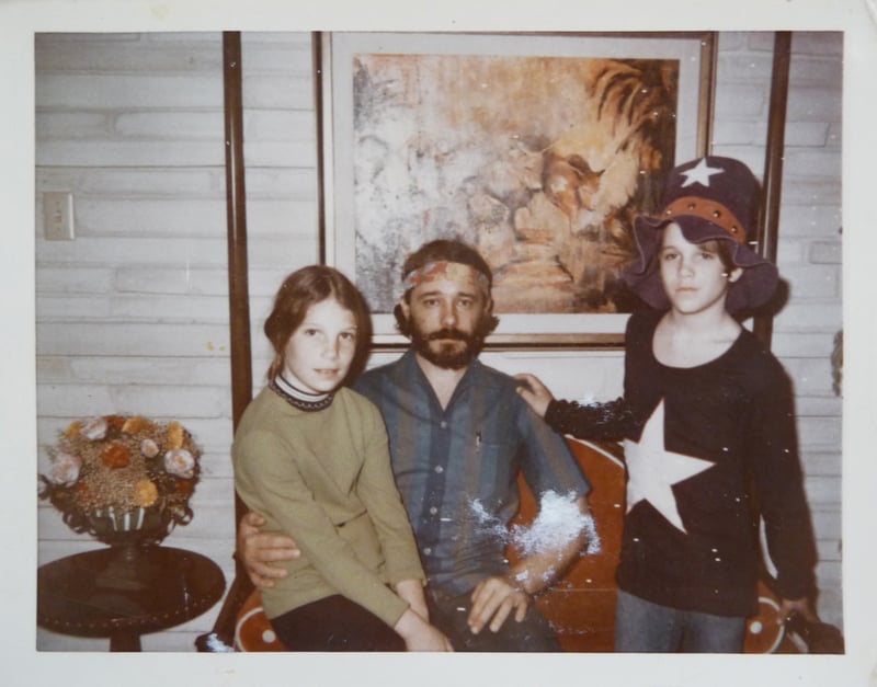 Harold Waldrum with his kids at the Ella Mae Lapham residence, San Antonio TX