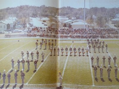 Lakin High School Marching Band on the LHS Football Field circa 1968