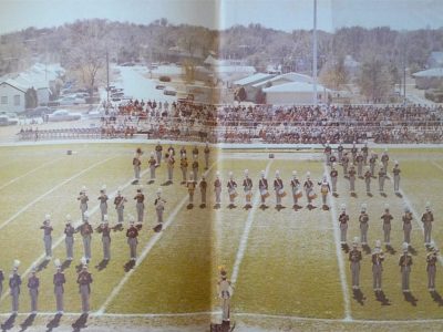 Lakin High School Marching Band on the LHS Football Field circa 1968