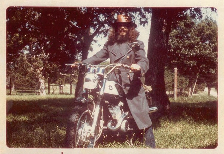 Texas Hill Country - leather hat, Ducati bike