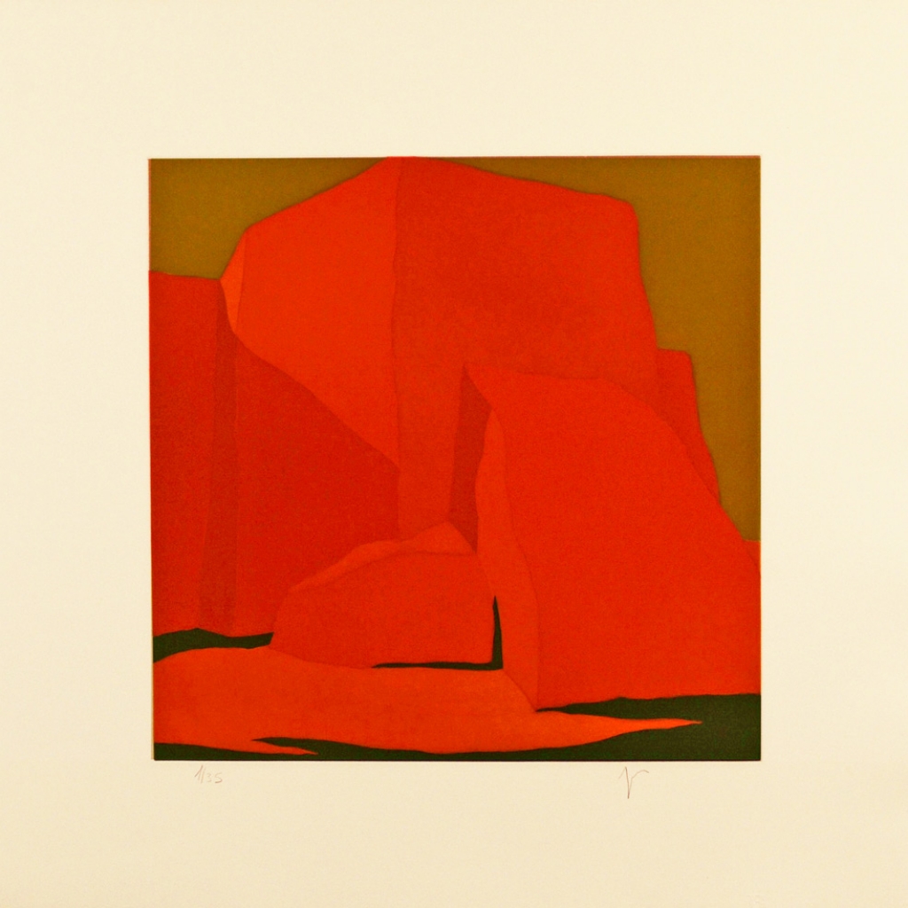 Con cielo oro, (image) 15x15" aquatint etching, ca. 1998 - aquatint etching by Harold Joe Waldrum