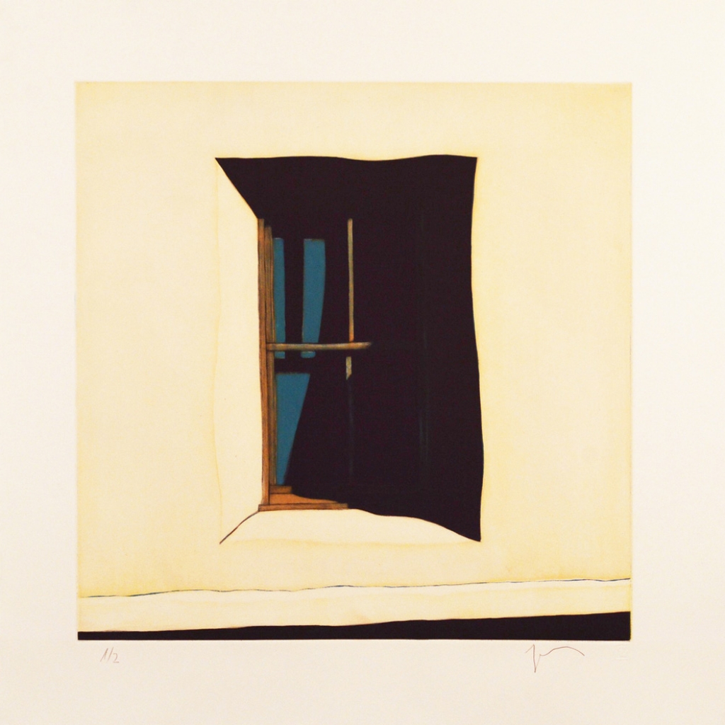Fourth State: La sombra de la ventana hacia el oeste de la capilla de San Antonio de Chac&oacute;n, (image) 17x17" aquatint etching, 1998 - aquatint etching by Harold Joe Waldrum