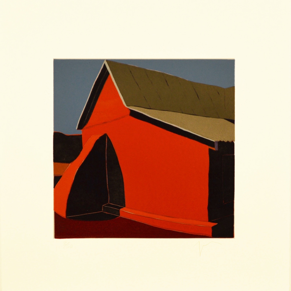 El contrafuerte grande perdido de la capilla de Chac&oacute;n, (image) 9x9" linocut on paper, 1993 - by Harold Joe Waldrum
